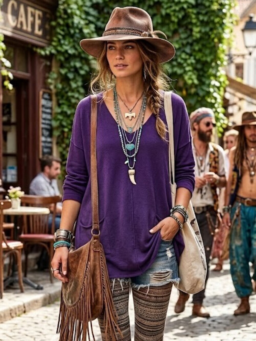 Bryn Walker Sunday Purple Bamboo Blend French Terry Patch Pocket Tunic 1X